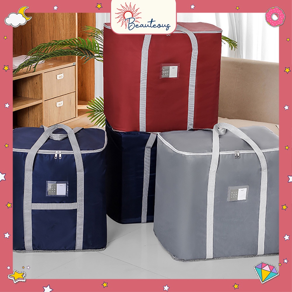 Tas Travel Jumbo Lipat Foldable Tas Penyimpanan Storage Orginizer Bag Pakaian Selimut Anti Air