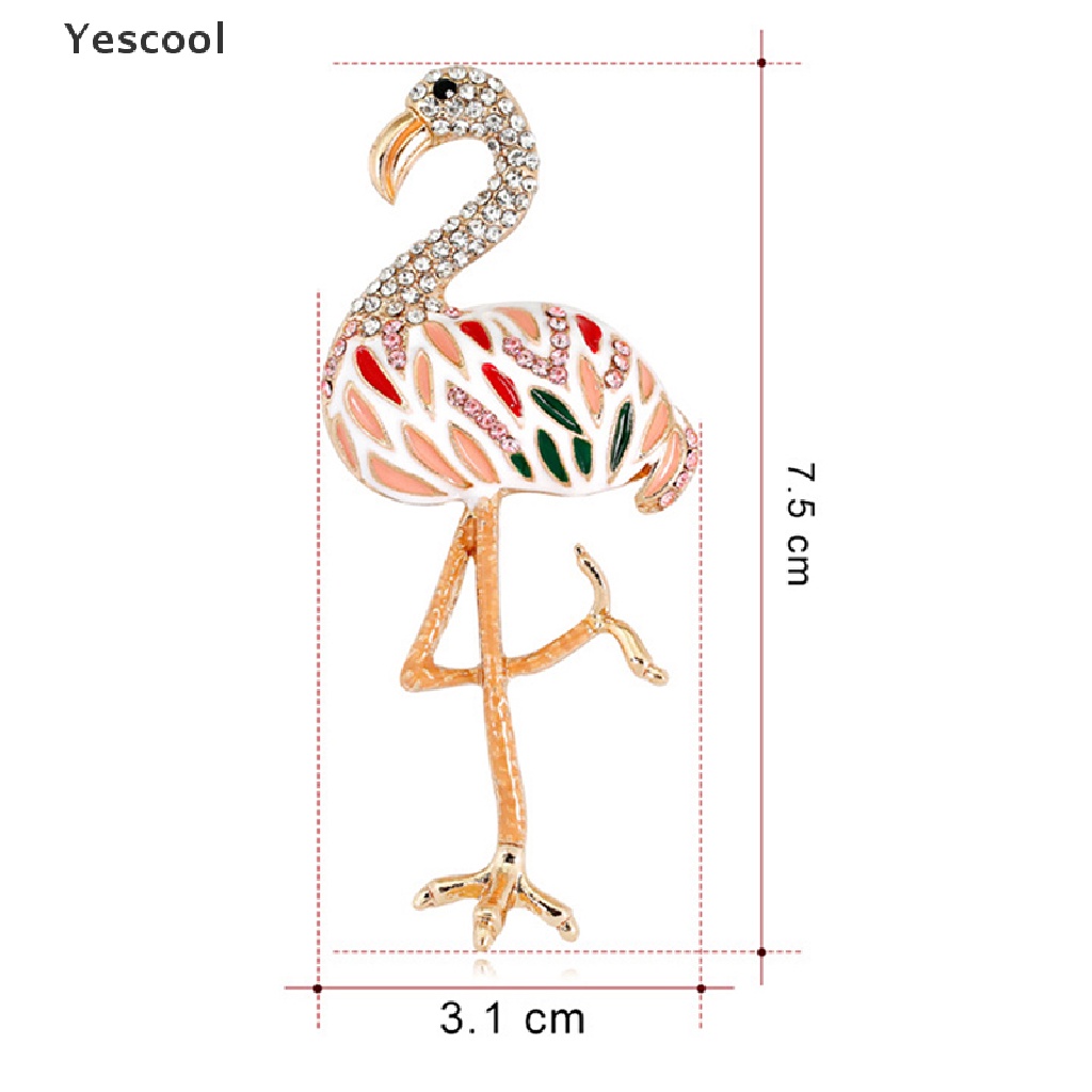 Yesbros Pin Enamel Bentuk Flamingo Aksen Berlian Imitasi Untuk Hadiah Pernikahan