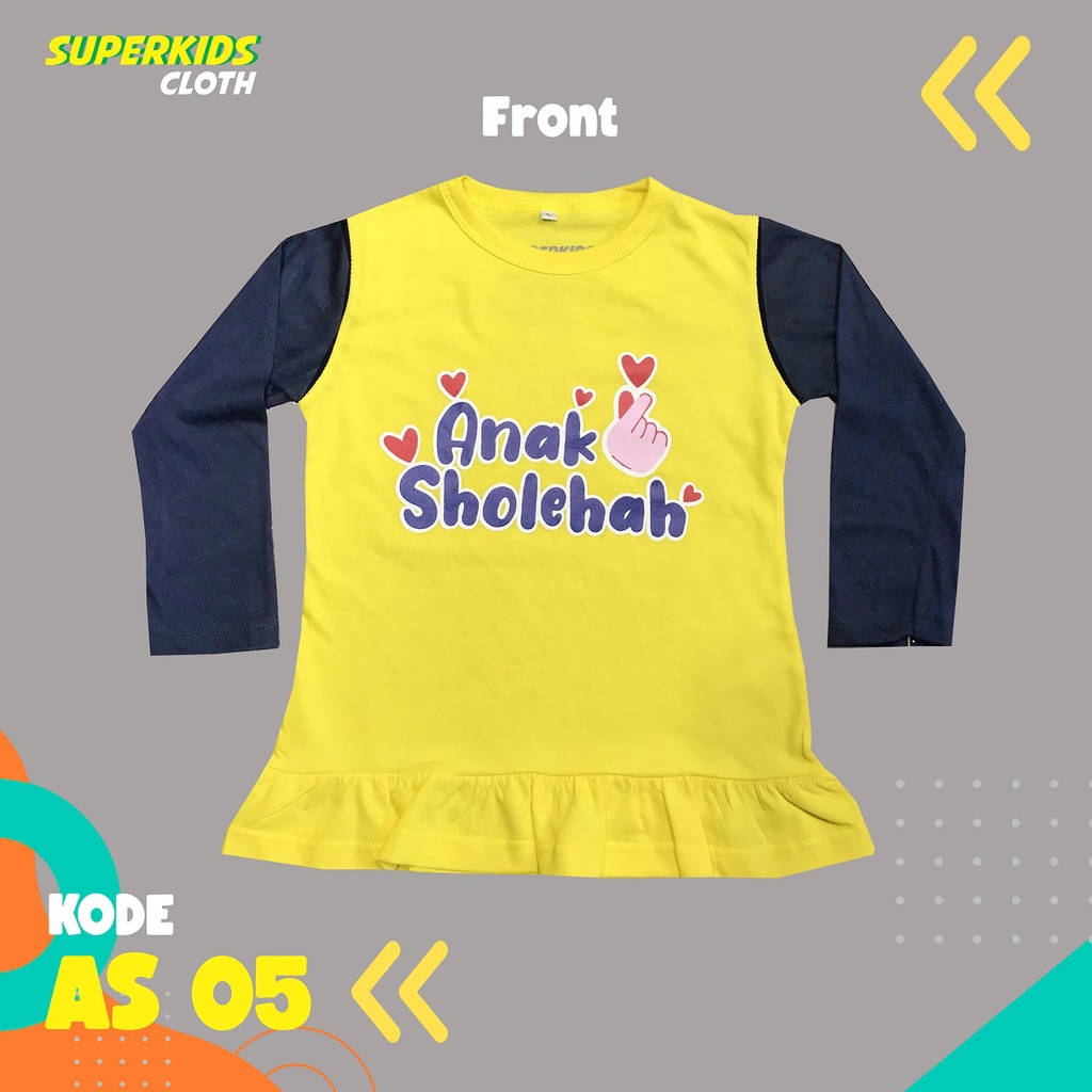 BAJU ANAK PEREMPUAN / KAOS ANAK PEREMPUAN / PAKAIAN ANAK CEWEK KAOS ANAK PEREMPUAN LENGAN PANJANG ANAK SHOLEHAH ECER GROSIR SUPERKIDS CLOTH 1 - 11 TAHUN