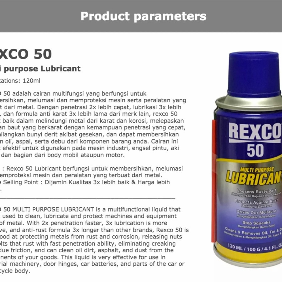 Rexco 50 Pelumas Anti Karat Serbaguna Multipurpose Lubricant 120 ML