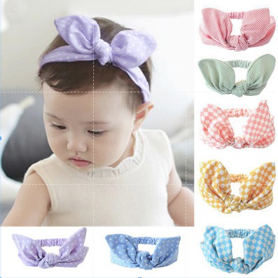 (HZ) Bandana Anak Model Ikat Pita Motif Garis / Polkadot / Petak / Bandana Anak Korea Fashion