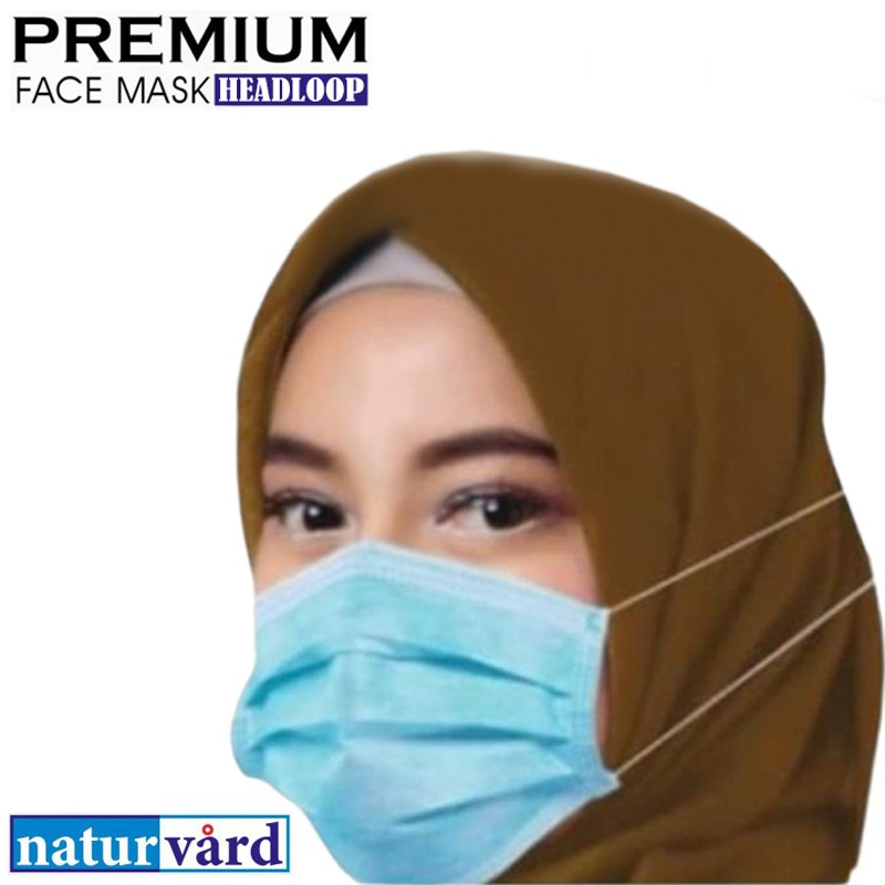 Masker Hijab 3ply 50pcs non Surgical Mask Headloop Mask Disposable Mask Termurah Masker Kesehatan