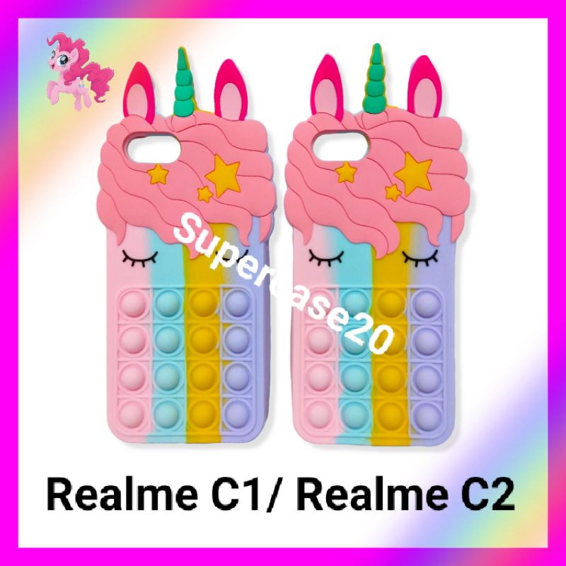 Case Realme C1 C2 Kesing Hp Pop It Kartun Unicorn Lembut Softcase Warna Warni Pilihan Kekinian