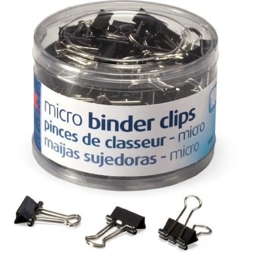 

Klip | Officemate Micro Size Binder Clips, Black, 100 Per Tub (31030)