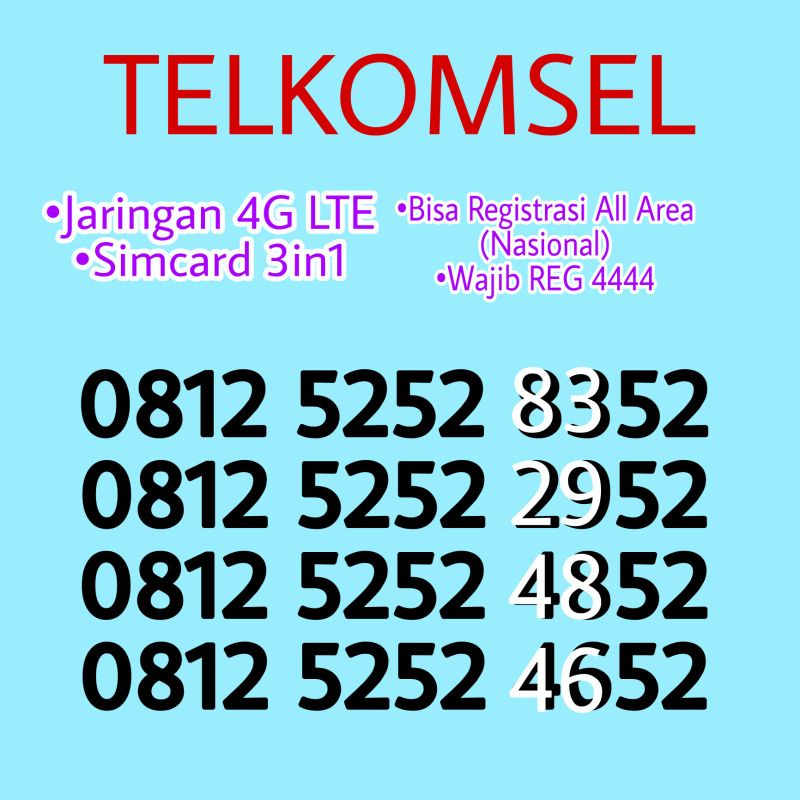 Nomer Cantik Simpati 4G Murah Telkomsel Nomor 52