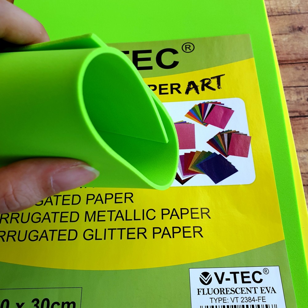 Wrapping Paper isi 8 lembar Fluorescent 20 x 30 - Eva Foam Normal Tanpa Glitter isi 8 lembar - Paper