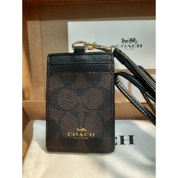 

COACH SIGNATURE BROWN LANYARD