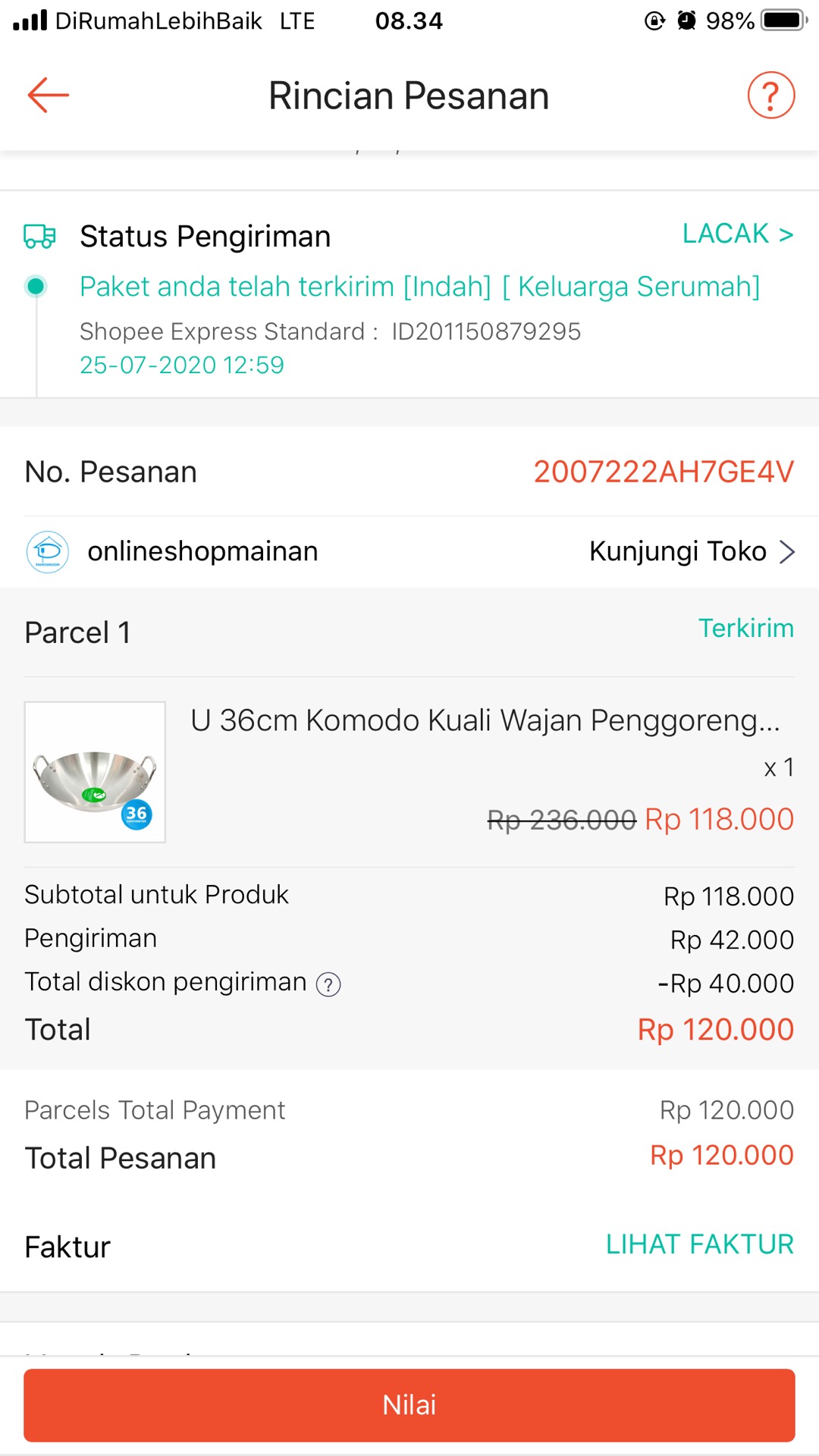 U 36cm Komodo Kuali Wajan Penggorengan Stainless Steel Diameter 36 Cm