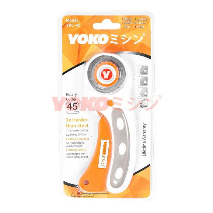 Rotary Cutter Yoko YKC-45 Alat Pemotong Kain Bahan Pola Pisau Bulat 45mm