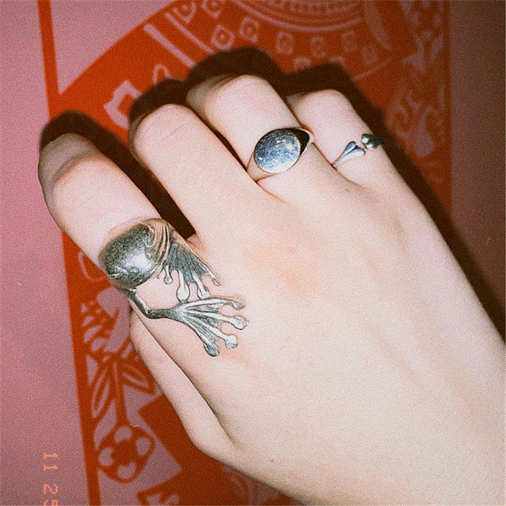 Needway   Cincin Jari Kodok Hadiah Perempuan Untuk Wanita Desain Artistik Bohemian Vintage Adjustable