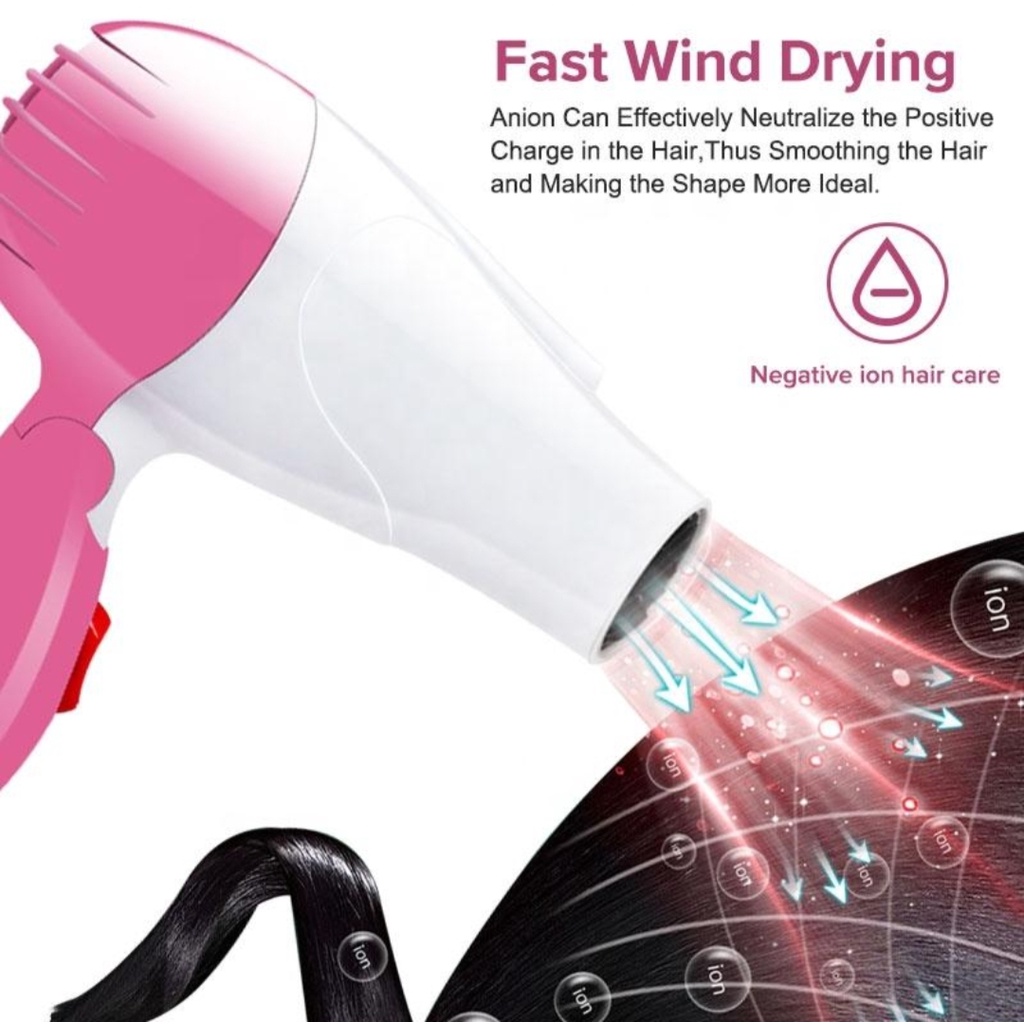 Hair Dryer Mini Pengering Rambut Portable Low Watt Bisa Dilipat Ditekuk 350 Watt G Nova