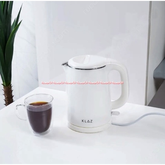 Klaz Double Wall Kettle Black 1L Teko Cerek CeretMasak Air Panas Hitam Putih Klas Electric Kettel Teko Air Listrik 1 Litter