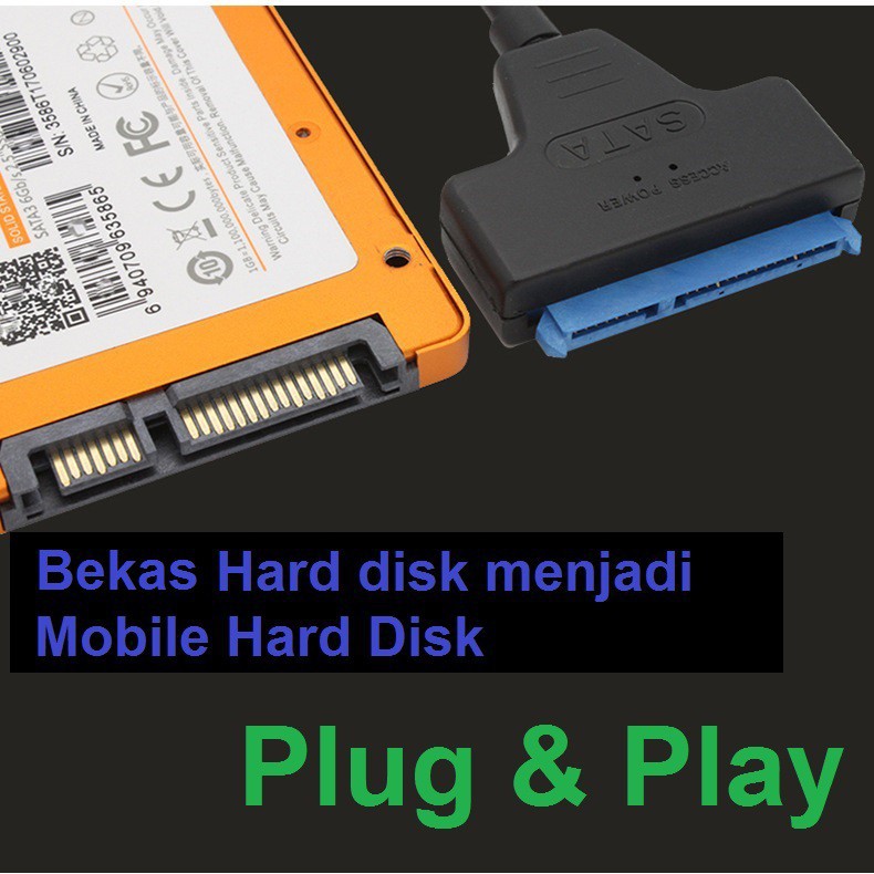 Adapter Converter Hard Disk SATA to USB3.0/2.0 untuk HDD 2.5Inch SSD Converter USB to SATA(22pin)