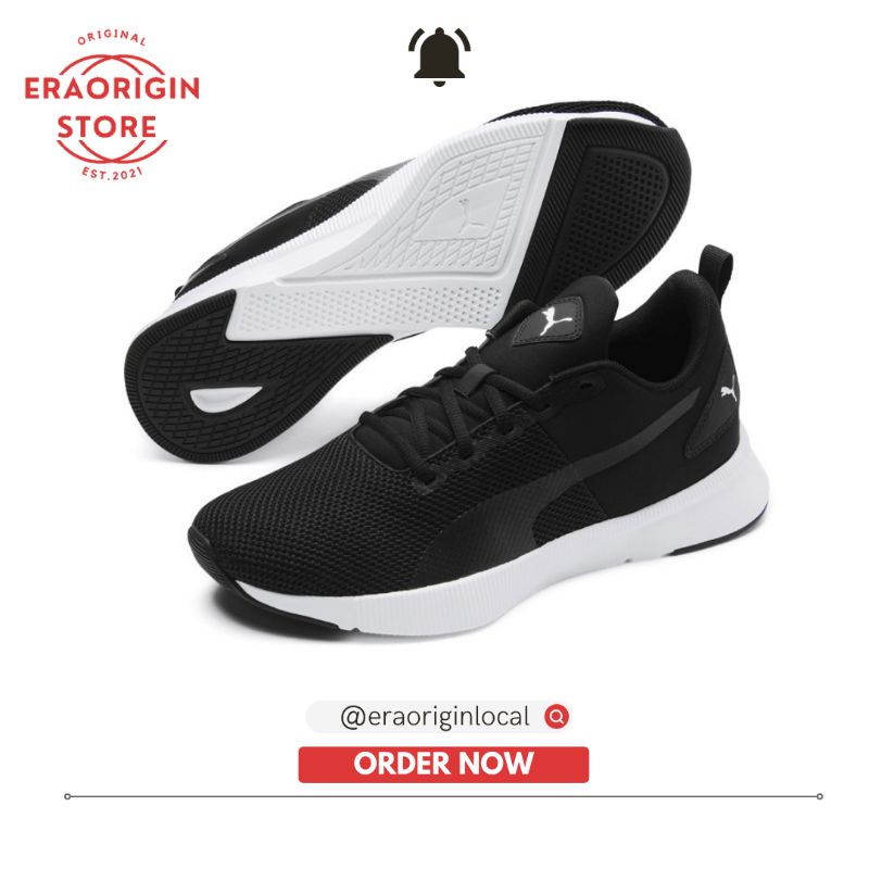 Sneaker Puma Pria Flyer Runner Black/White Original