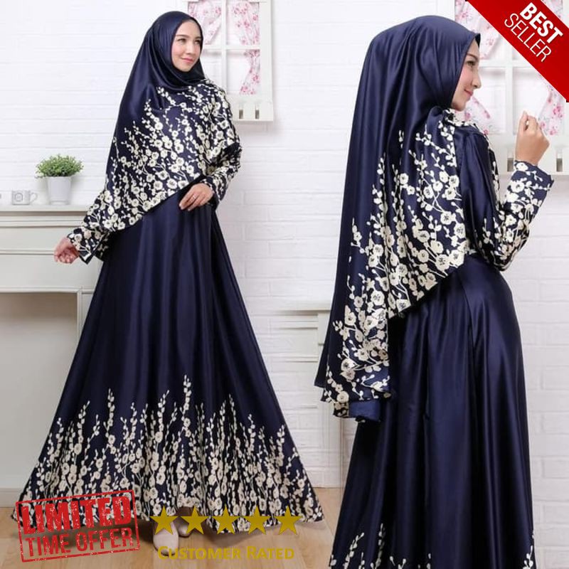 TERLARIS [DANIA SYARI NAVY N1] Gamis wanita maxmara biru navy