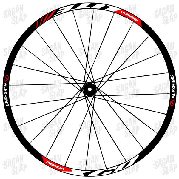 Sticker ALEXRIMS MERIDA XCD LITE MERAH Lebar Stiker 2cm  Decal rim mtb downhill roadbike 26 27.5 29