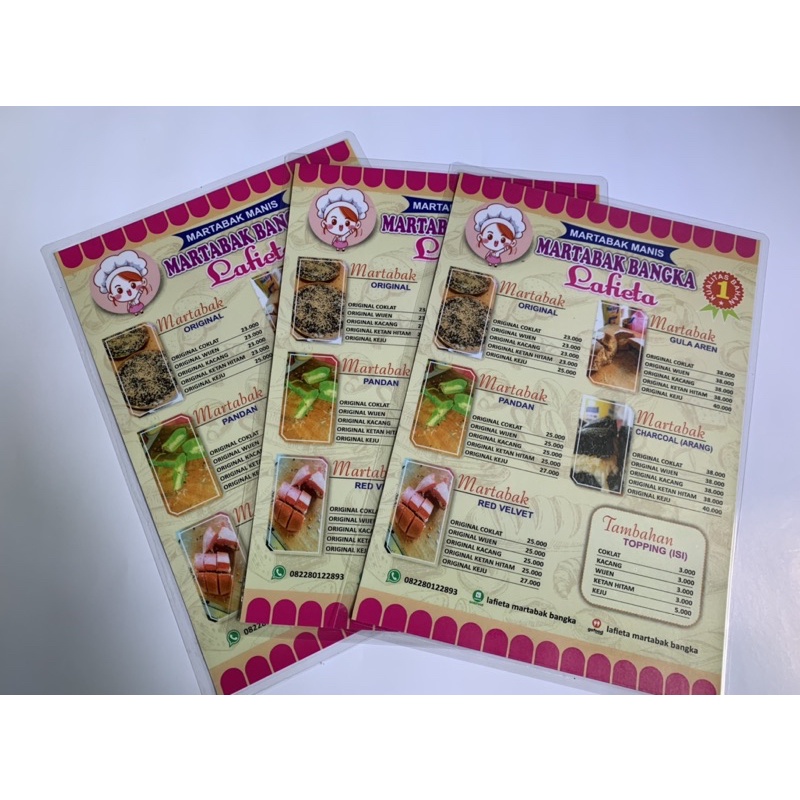 

Cetak Menu Makanan, Daftar Harga, Menu Resto, Menu Cafe