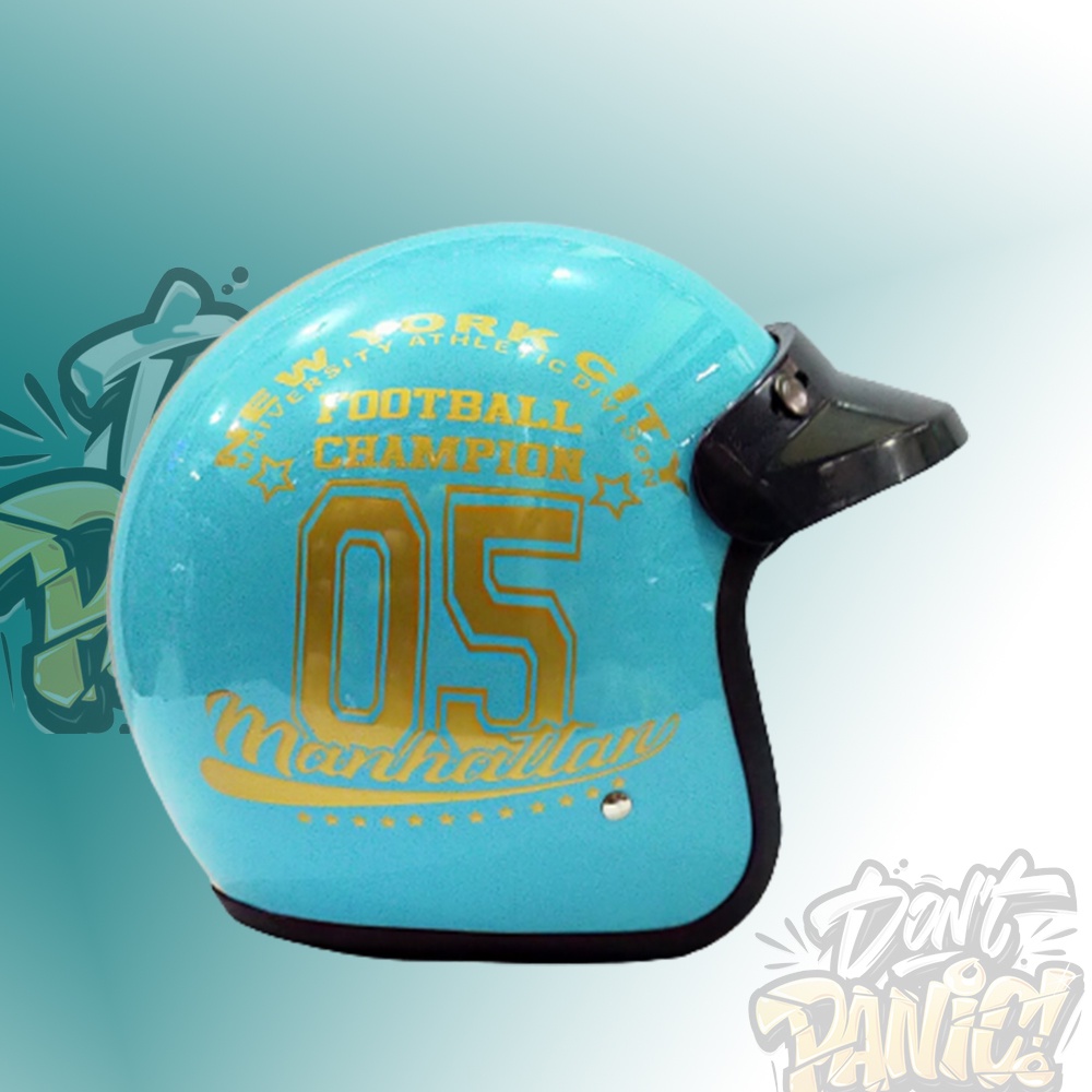 HELM BOGO RETRO DEWASA VINTAGE MOTIF 05 MANHATTAN KACA CEMBUNG HITAM BENING UNTUK PRIA DAN WANITA DEWASA COD