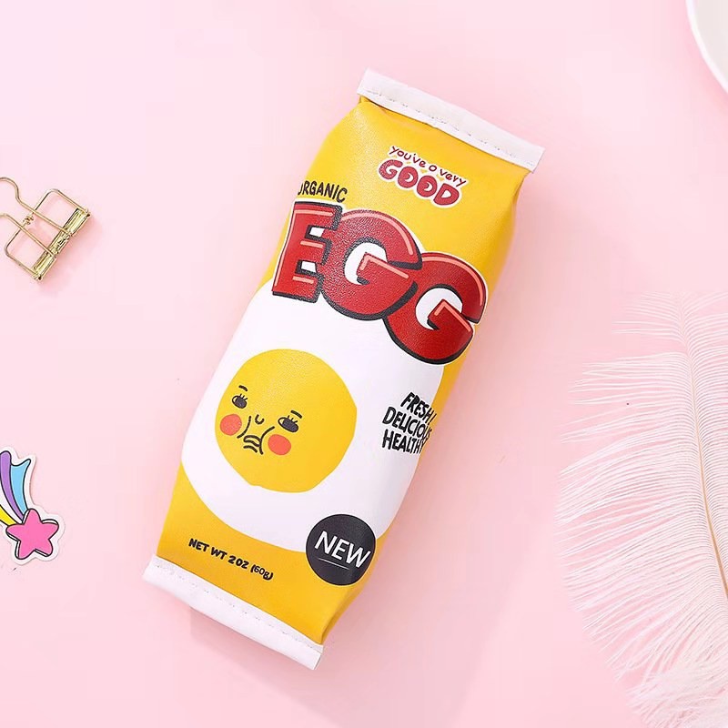 UNIKO.ID - TEMPAT PENSIL UNIK MILK COOKIES KOTAK PENSIL BUNGKUS JAJAN CIKI SNACK / TEPAK PENSIL-TELUR KUNING