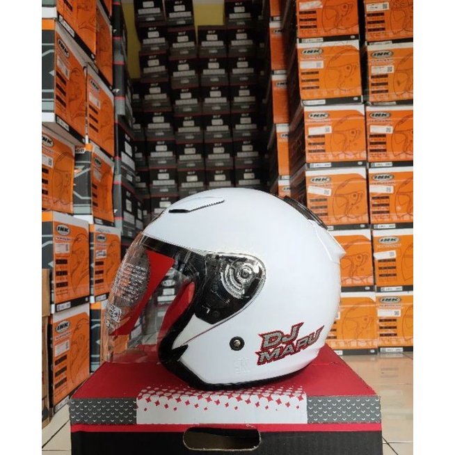HELM KYT DJ MARU SOLID WHITE PEARL ORIGINAL KYT DJMARU POLOS PUTIH ORI HELM MURAH KYT DJ MARU SNI