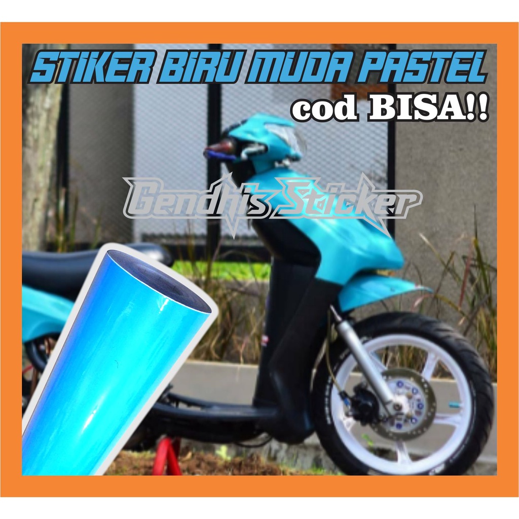 Stiker Skotlet Warna Biru Muda Pastel Glossy