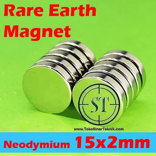 15x2mm Strong Magnet Neodymium Silinder N35 Ni-Cu-Ni Coin Silinder Magnet 15mm Kuat Mengkilap