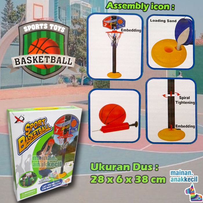 MAINAN ANAK OLAHRAGA RING BASKET DAN BOLA BASKET SPORT BASKETBALL TIANG BASKET