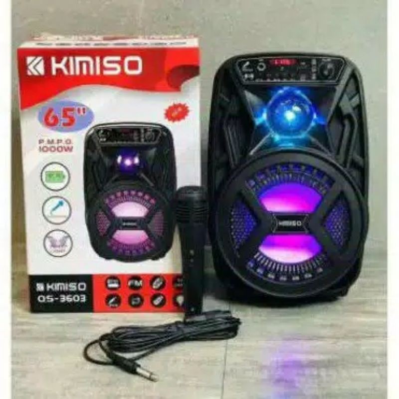 (COD) SPEAKER BLUETOOTH KIMISO QS-3603 SERIES 6.5 Inchi Free Mic Karaoke FM Radio USB Memory Card