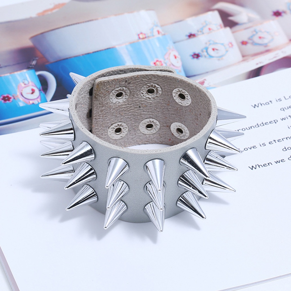 Hu Hu Hu Hu Hu Alat Bantu Pasang Kacamata♡ Gelang Bangle Kulit Imitasi Hias Paku Gaya Punk Untuk Priawanita