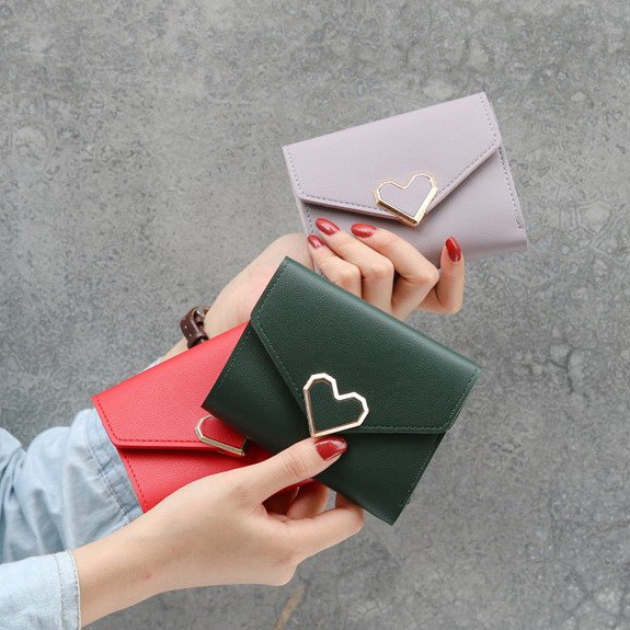 (1kg 17pcs) Lomenia Dompet Korea Lipat Kecil Hati Love Fashion Cewek LOD023-1