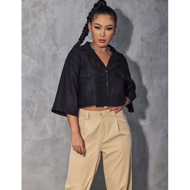 KEMEJA CROP LINEN OVERSIZE- LANTANA KEMEJA CROP