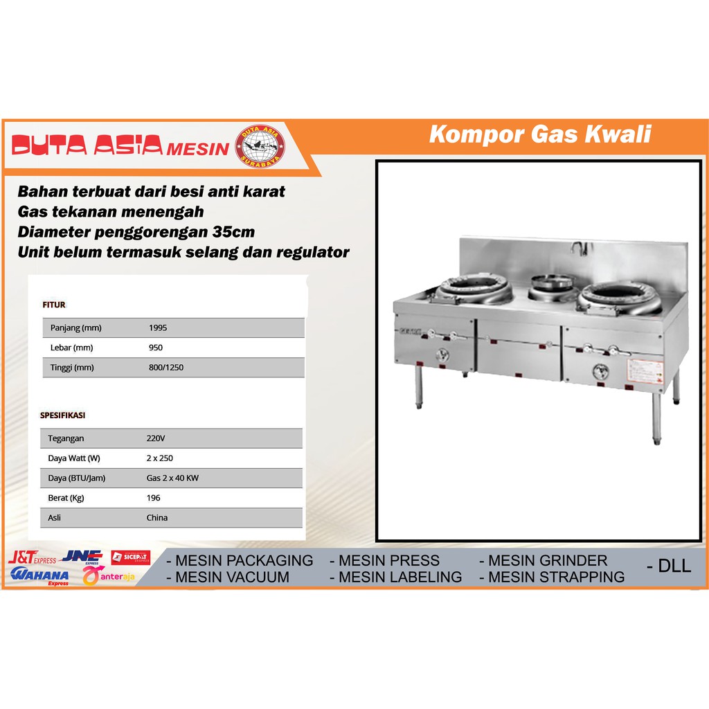 MESIN GAS KWALI RANGE 2 BURNER RANGE + 1 SOUP RING