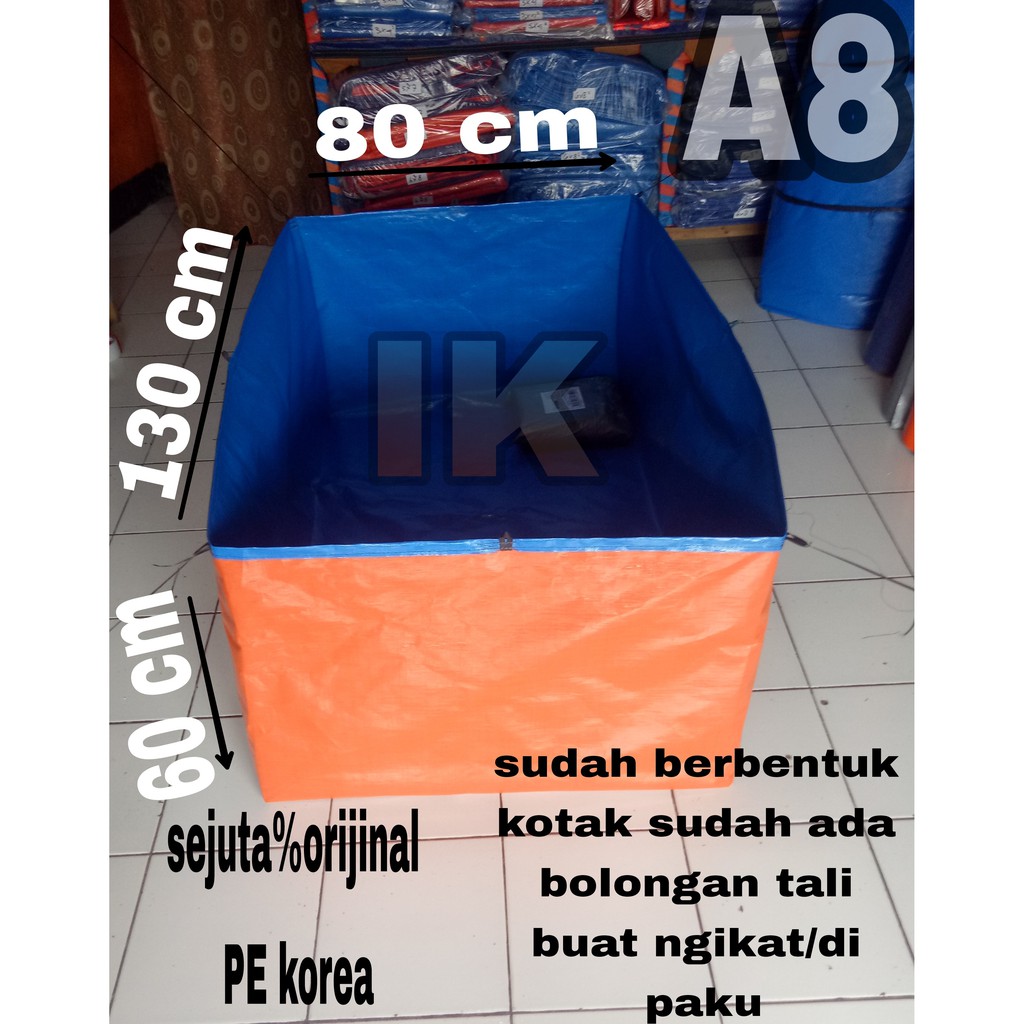TERPAL KOLAM IKAN KOLAM LELE KOLAM MINI BAK AIR KOLAM CUPANG (UK 130X80X60 tpe PE A8)