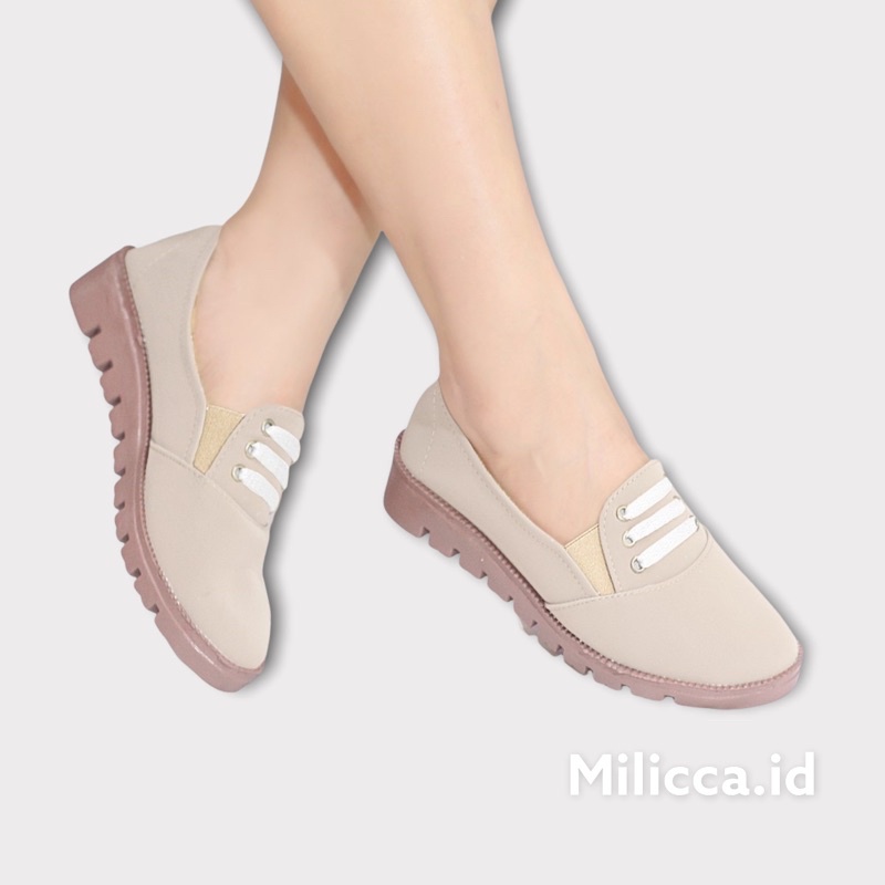 Milicca Sepatu Wanita Slip On Kekinian Kasual Wanita Terlaris Wafel