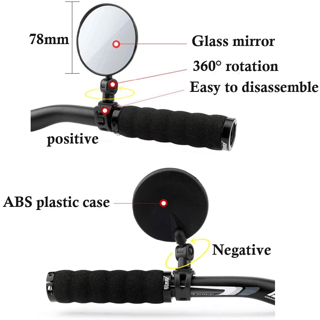 1pc Kaca Spion Wide Angle 360 Derajat Adjustable Untuk Stang Sepeda Gunung