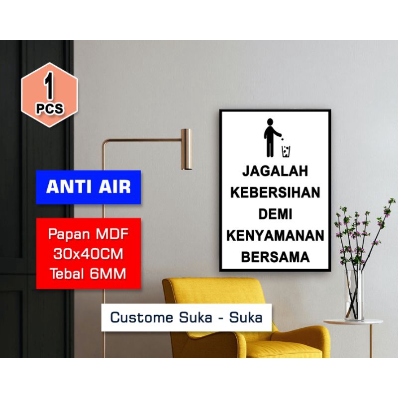 Jual Promo Poster Kayu Wall Decor Jagalah Kebersihan Buanglah Sampah Custome Suka Suka X