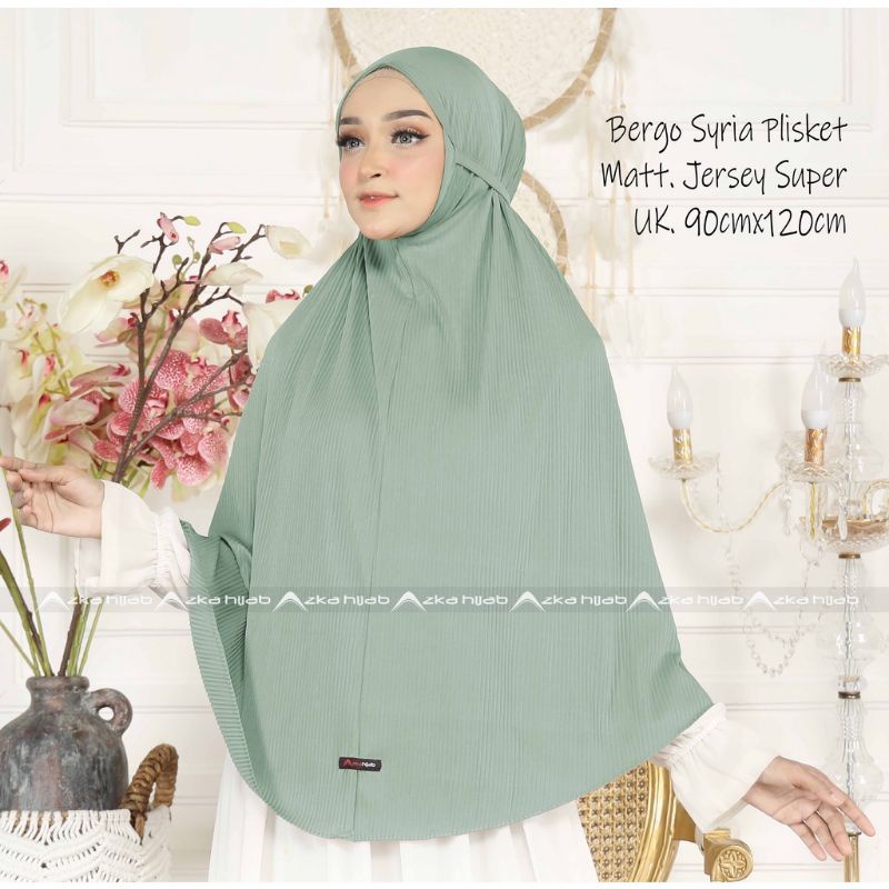 JILBAB KHIMAR BERGO SYRIA JUMBO SYARI PLISKET JERSEY SUPER