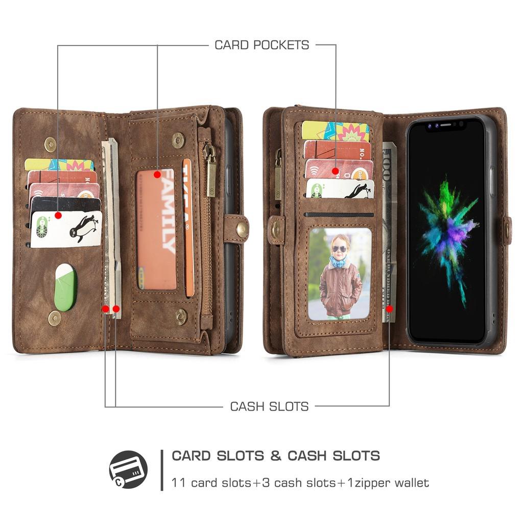 Casing Case Flip Dompet + Stand + Slot Kartu Bahan Kulit untuk iPhone x