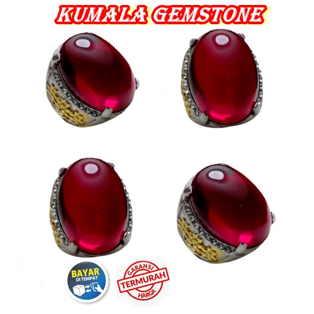 Batu Cincin Akik Pria Merah Siam Lokal Size Jumbo