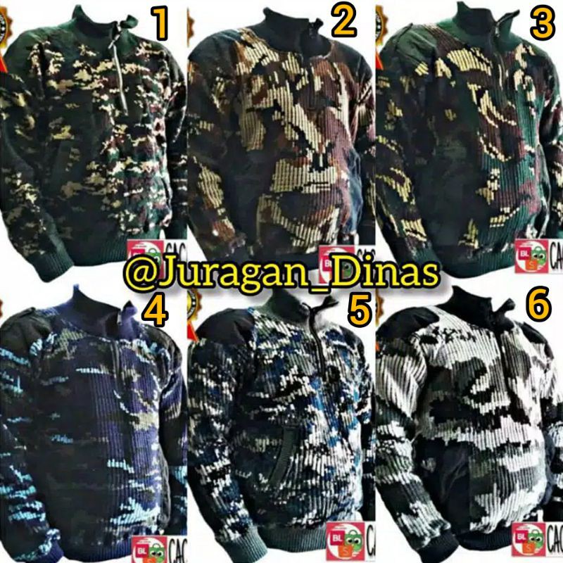 Jaket Switer Loreng Standar TNI POLRI Merk AR Exclusive