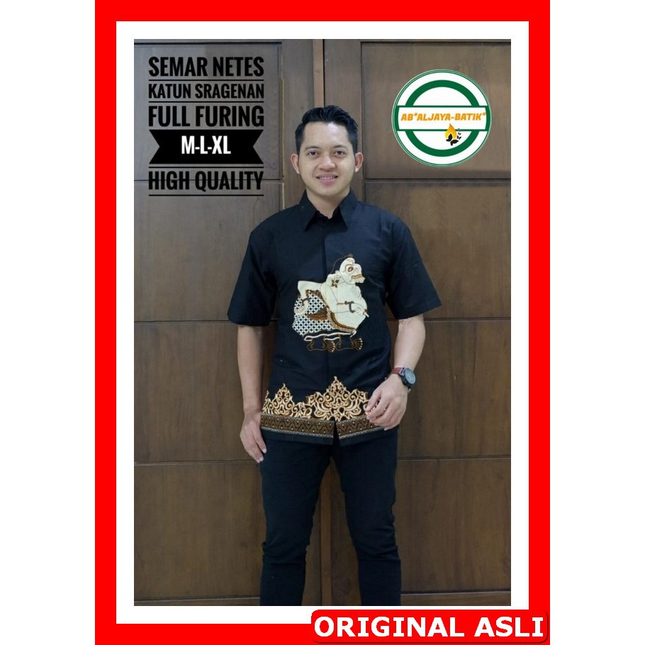 PROMO BATIK PREMIUM MODERN KEMEJA BATIK SOLO Lengan Pendek Lapis Furing Aljaya Semar Netes Wirayudha