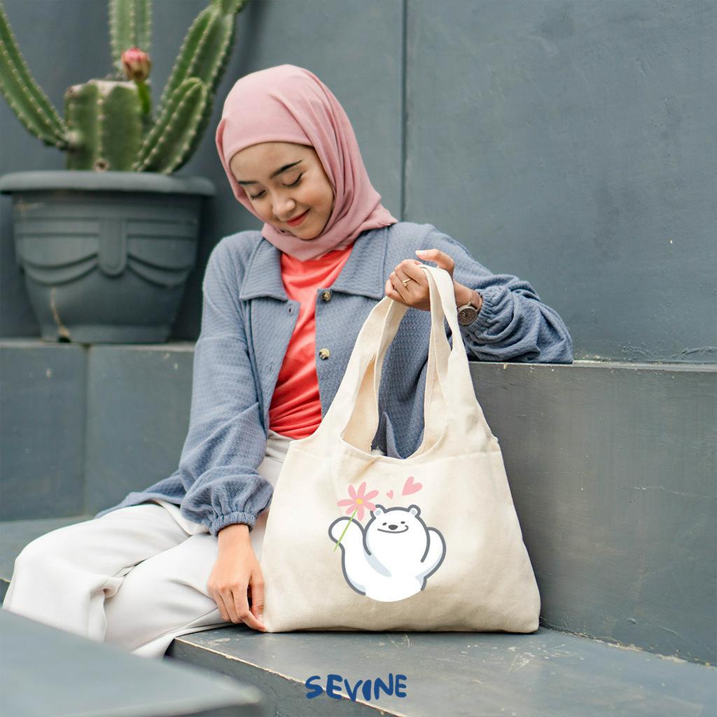 Sevine Tote Bag Kanvas Bonnie Tas Wanita Kuliah Fashion Laptop Sekolah Totebag Vintage Series - XE