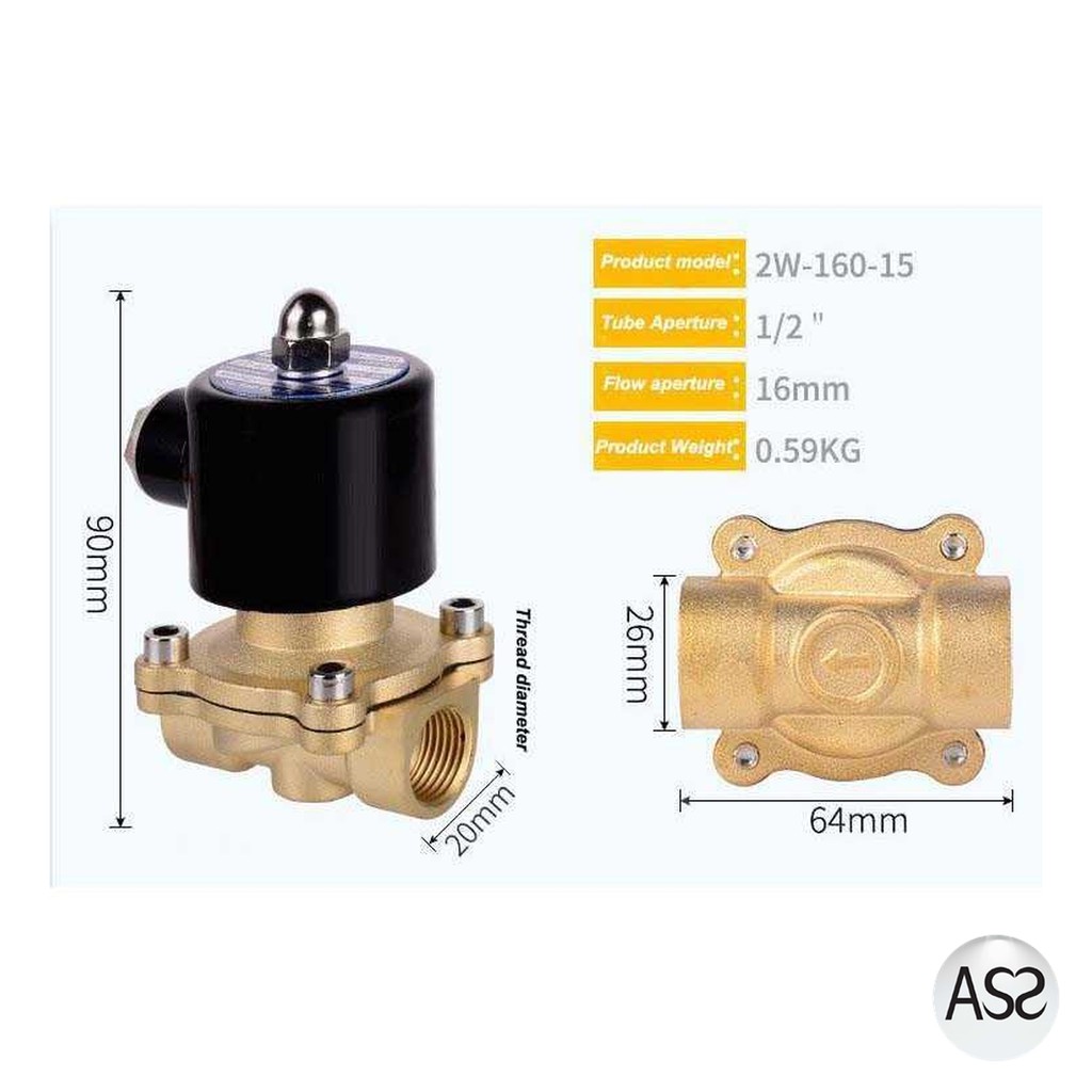 ASS Shop - NBCJ Electric Solenoid Water Valve 220V 1/2 Inch - 2W-160-15