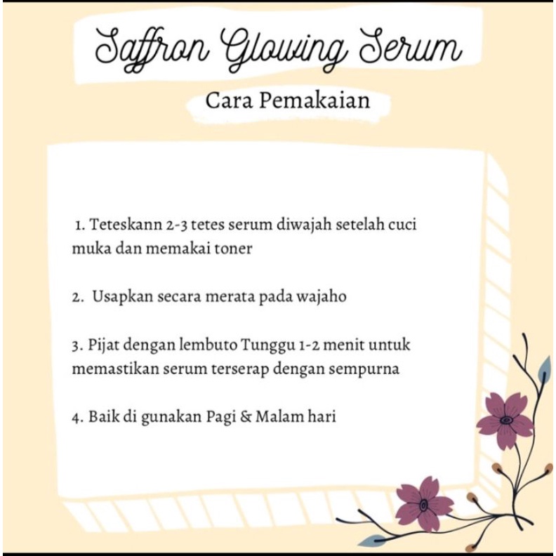 SERUM SAFRON GLOWING EXTRA LEMON/SERUM SAFRON ORY/SERUM SAFRON MURAH/