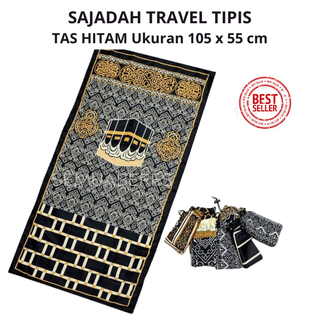 Sajadah Travel Tas Serut Hitam Turkey 100 x 45 cm