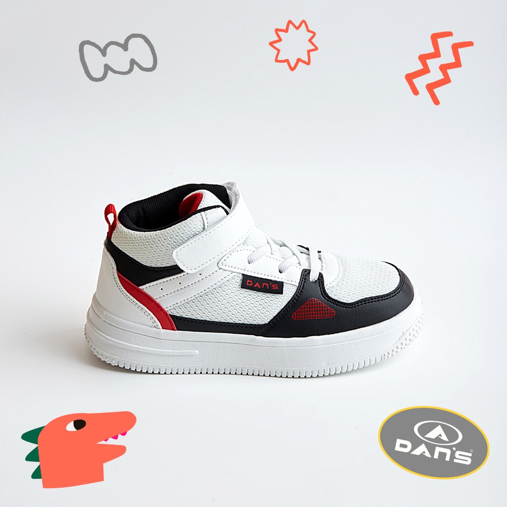 Dans Jodan Sepatu Sneakers Anak Laki-Laki - White Black