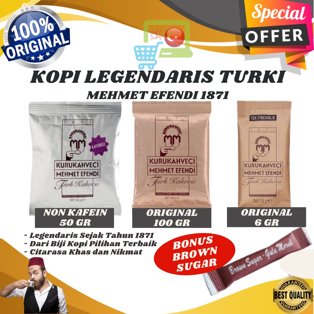 

(FREE BROWN SUGAR) KOPI MEHMET EFENDI ASLI TURKI TANPA KAFEIN - LEGENDARIS PREMIUM COFFEE ORIGINAL 100% MADE IN TURKEY NON CAFFEINE