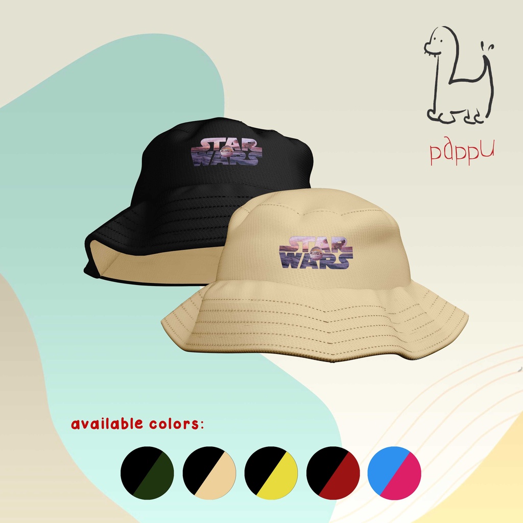 T/112 Topi Bucket Hat Anak 2 Warna Baby Yoda Mandalorian Kids Custom
