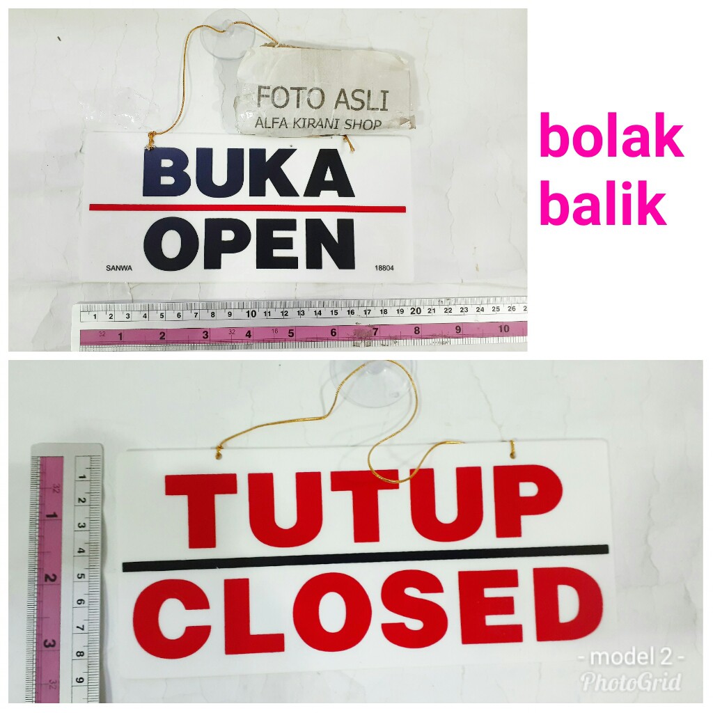 KECIL plat tanda BUKA TUTUP  OPEN CLOSE toko restoran 