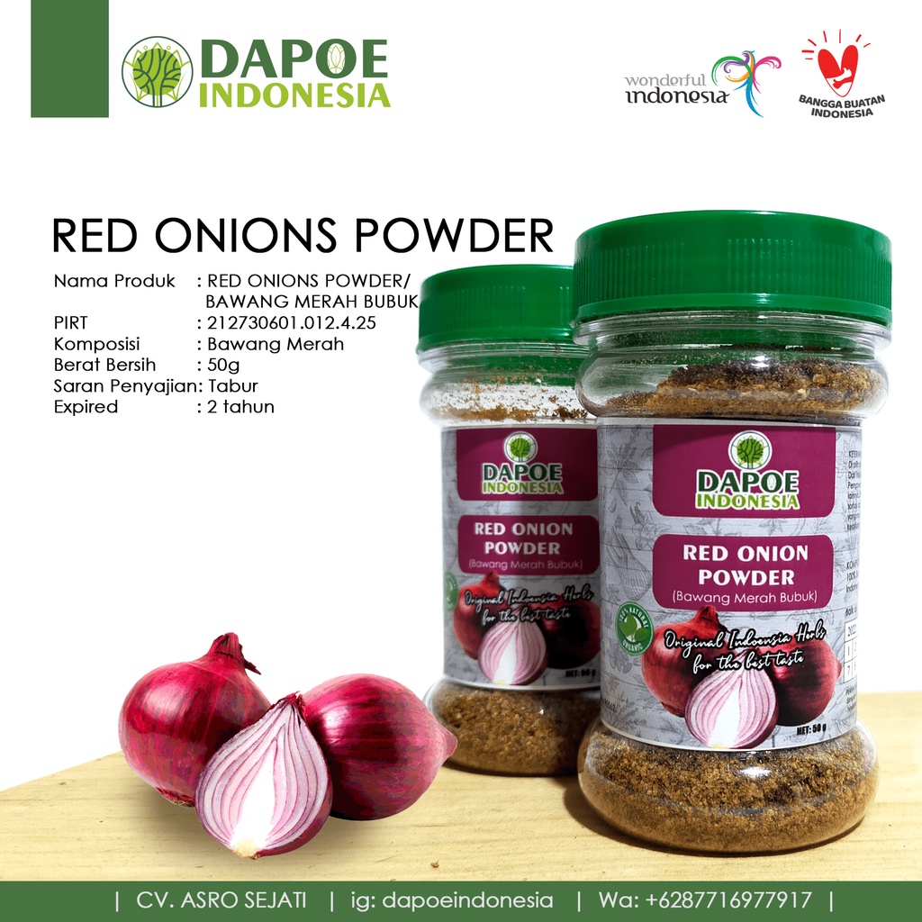 

Bawang Merah Bubuk asli tanpa campuran, sehat tanpa minyak.